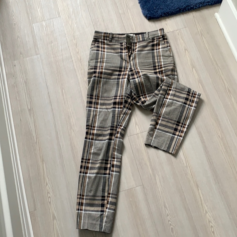 H&M high waisted plaid elastic waist pants